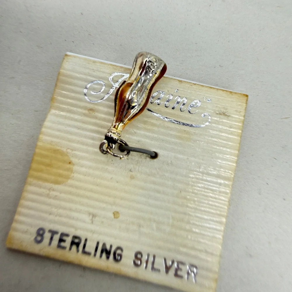 Jezlaine Sterling Silver Cola Bottle Charm Vintage Enamel Soda‎ Pop Pendant
